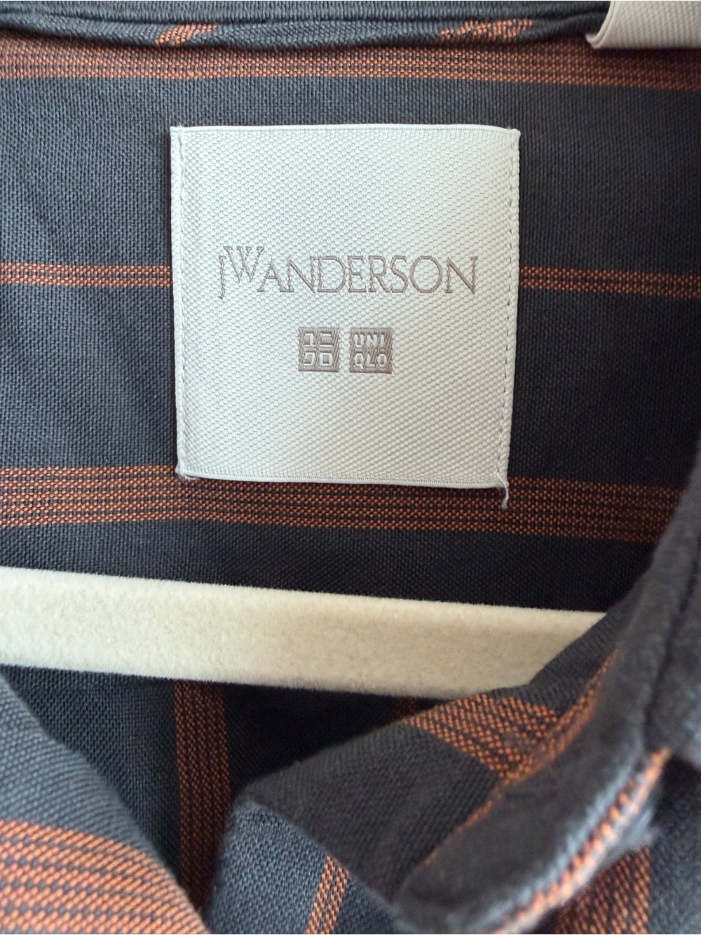 J.W. Anderson Women’s (Size M) navy blue & Brown Striped Button-Up - Picture 4 of 5